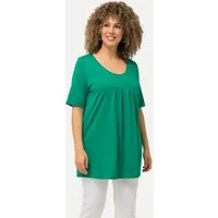 Ulla Popken T-Shirt T-Shirt Zierfalten A-Linie Rundhals Halbarm Modal