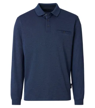 CASAMODA - Polo-Shirt Langarm gestreift blau - Gr. - L