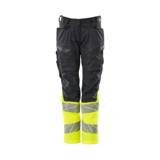 MASCOT Damen Hose mit Knietaschen ACCELERATE SAFE Schwarzblau / Hi-vis Gelb 40 - 19678-236-01017-76C40