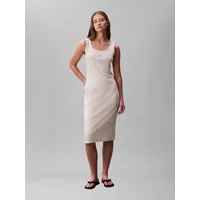 Calvin Klein Jeans Minikleid BABY RIB WOVEN LABEL Figurbetonte Passform mit Rundhalsausschnitt