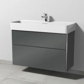 Sanipa 3way Waschtischunterbau zu Laufen VAL Waschtisch mit 2 Auszügen, Anthrazit-Glanz BS82479