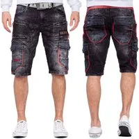 Cipo & Baxx Jeansshorts Herren Regular Fit Kurze Hose Stonewashed BA-CK224 Kontrastfarbene Akzente