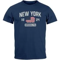 Neverless Print-Shirt Herren T-Shirt New York Brooklyn Print USA Flagge Fashion Streetstyle mit Print