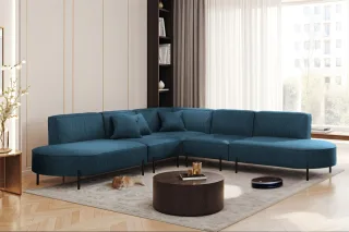 Ecksofa Designersofa VALENCIA Stoff Scala Blau Universal