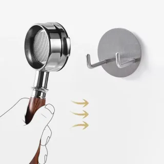 Comfook Adhesive Wall-Mounted Portafilter Holder Hook Coffee Handle Hook 304 Stainless Steel Mini Wall Hook Compatible w