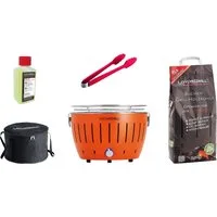 LotusGrill Holzkohlegrill LotusGrill S Small Kompakt Starterset Mandarinenorange Holzkohlegrill