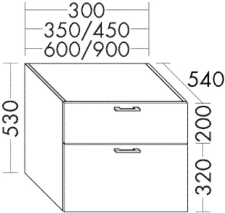 Burgbad Unterschrank Sys30 PG3 Diago 520x300x540 Sand Matt, WVIS030F3352 WVIS030F3352