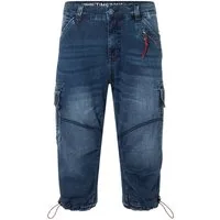 TIMEZONE Jeansshorts 3/4 Denim Pants loose Fit Mid Waist für Herren Baumwolle Regular Fit unifarben elastisch Reißverschluss