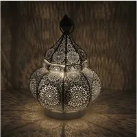 Casa Moro Nachttischlampe Orientalische Tischlampe Lampe in weiß Gold, ohne Leuchtmittel, Ostern Muttertag Dekoration Leuchte LN2080
