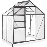 BRAST Gewächshaus Aluminium mit Fundament rostfrei 130x190x195cm, BxTxH: 190 x 130 x 195 cm, wetterfestes hochwertiges Aluminium, Temperaturbeständig, Wärmedämmend, Lichtbrechend & UV-stabilisiert