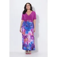 Ulla Popken Cocktailkleid Maxikleid Aquarellblüten A-Linie V-Ausschnitt