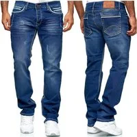 iKENNAS 5-Pocket-Jeans HERREN JEANS HOSE DICKE NAHT(DICKE NAHT JEANS) 5025-Blau W30L32