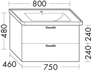 Burgbad Waschtischunterschrank Sys30 PG2 Echo 480x750x460 Marone Dekor Trüffel, WXPU075F1717 WXPU075F1717