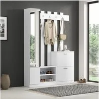 REDOM Garderoben-Set 45 kg Tragfähigkeit, (Flurschrank, Hängeschrankregal, 1-St., 2 unteren Klapptüren-Schuhschränken + 2 Aufbewahrungsschränke)