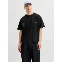 Jack & Jones Rundhalsshirt JORSANREMO TYPO TEE SS CREW NECK LN Baumwollmischung, locker geschnitten
