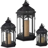 relaxdays Windlicht 3er Laternen Set Metall