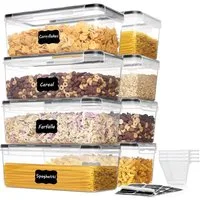 Refined Living Vorratsdose 3.2L Vorratsdosen mit Deckel 8er Set, Aufbewahrungsbox,Frischhaltedose, BPA-freier, bruchsicherer Kunststoff, (Spaghetti Aufbewahrung Pasta Vorratsbehälter,Spaghetti-Box–Müslibehälter, Getreidebehälter, Mehlbehälter, Aufbew