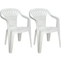 Progarden Gartenstuhl Kunststoff Bistrostuhl Weiß 2 er Set (Set, 2 St), UV-Beständig, Robust, Wetterfest, Made in Italy, Hochwertig