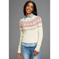 KangaROOS Norwegerpullover mit Rundhalsausschnitt, hüftlange Form, figurumspielende Passform