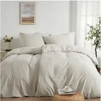Topfinel Bettwäsche Bettwäsche 135x200 4teilig weiche Vorgewaschene Hautfreundlich, 100% Mikrofaser, 4 teilig, 2 Bettbezüge 135 x 200 2 Kissenbezüge 80x80 Reißverschluss Leinen