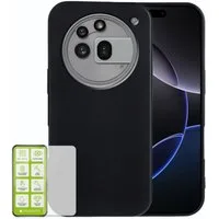 Wigento Handyhülle Für Nothing Phone 3a Pro Silikon TPU Schutz Hülle Schwarz + Hart Glas, Produktset TPU Hülle mit Hart Glas