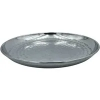 Meinposten Dekoschale Dekoteller silber Hammerschlag Unikat Kerzentablett Kerzenschale (1 St)