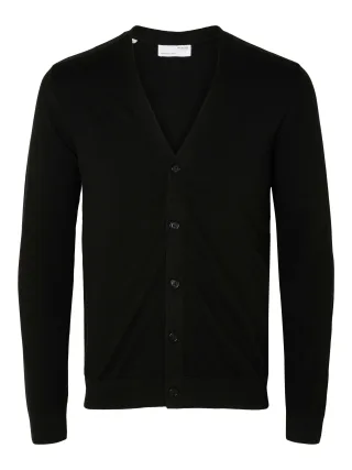 selected men - SLHBERG LS KNIT V-NECK CARDIGAN NOOS black - Gr. - XL