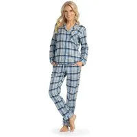 Consult-Tex Pyjama Damen Schlafanzug Pyjama DW130 (Spar-Set, 1 Stück) Mit Knopfleiste und Brusttasche, aus reiner Baumwolle-Flanell