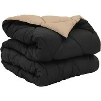 vidaXL Bett Ganzjahresbettdecke Schwarz und Taupe 135 x 200 cm Mikrofaser (1-tlg)