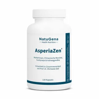 NatuGena AsperiaZen | 120 Kapseln | mit Mutterkraut, Vitalpilzen, Ashwagandha, Magnesium & Vitamin B | vegan