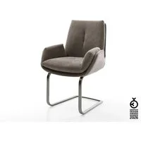 DELIFE Polsterstuhl Clea-Flex, Freischwinger flach Graphit Strukturstoff Soft Taupe