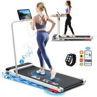 BLACK LORD Laufband 4-in-1 (16 km/h, 3,2 PS) mit 9% Steigung, Haltegriff (125 x 56 x 109 cm), mit Bluetooth & LED. Leise, klappbar, bis 140 kg. Ideal für Zuhause.