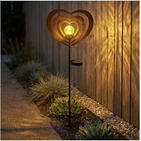 GLOBO LIGHTING LED Solarleuchte, LED-Leuchtmittel fest verbaut, Warmweiß, LED Solarleuchte Gartenleuchte Metall rostfarben mit Glaskugel H 82 cm