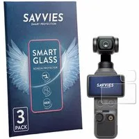 Savvies Displayschutzglas Schutzglas Panzer für DJI Osmo Pocket 4 (Display + Linse), 3 Stück, Schutzfolie Display Schutz Glas Folie klar