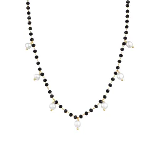 Luxenter Halskette aus 925er Sterlingsilber mit weißer Perle in 18K Gelbgold - Seika