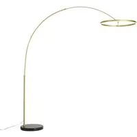 Qazqa Bogenlampe Anello, Dimmbar, LED fest integriert, Extra-Warmweiß, QAZQA Bogen­lampe, integrated, gold, Stahl, Design