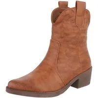 Ital-Design Modische Cowboy-Stiefel mit Verzierungen für Damen Westernstiefelette (89938135) Blockabsatz Stiefeletten in Camel
