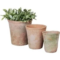 esschert design Übertopf Aged Terracotta Blumentopf 3er Set Übertopf Umtopf rund verschieden