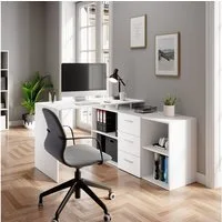 Vicco Eckschreibtisch Dante, Weiß, 145 x 120 cm (1-St)