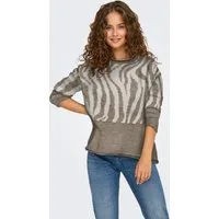 ONLY Rundhalspullover ONLJADE ANIMAL LS O-NECK NOOS KNT Kunstfaser, regular fit