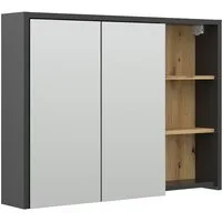 Vicco Badezimmerspiegelschrank Viola, Anthrazit/Eiche, 100 x 75 cm (1-St)