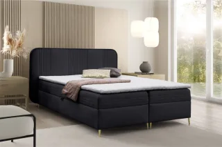 Boxspringbett Schlafzimmerbett ALIZE 160x200cm Stoff Fresh Schwarz