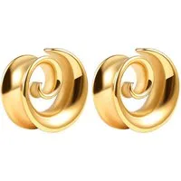 Taffstyle Plug Paar Flesh Tunnel Saddle Ohr Plug Piercing Spirale Chirurgenstahl (Stylische Spiral Ohr Plugs für Ohrpiercing als 2er Set – in 5 Größen erhältlich)