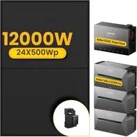 Anker Balkonkraftwerk 12000W Anker SOLIX Solarbank Power Dock mit 3*Solarbank 3 Pro Speicher, (3xAnker Pro3 und 24x 500Wp Solarmodul im Lieferumfang enthalten), Speicher mit integriertem Wechselrichter, All-in-One 2,68kWh Akku