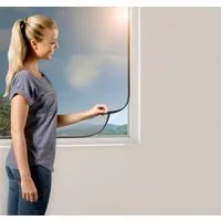 Windhager Fliegengitter-Gewebe COOL, Sonnenschutz Fliegengitter Open-Up, einfaches Öffnen, Schließen, (1-St), reflektierender Insektenschutz ohne bohren, 130 x 150 cm, anthrazit