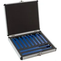 Falon-Tech Drehstahl Drehstahl Satz 11-tlg 10x10mm Drehmeißel Set Alukoffer DIN Normen, (11-tlg)