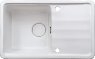 Neuesbad 1-Becken Keramikspüle mit Abtropffläche, Weiß, 780X500X230MM mit SPACE SAVER NB1DEZCM61131