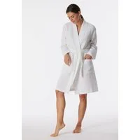 Schiesser Bademantel Waffle Piqué, Midilänge, Baumwolle, Kimono-Kragen, Gürtel, aufgesetzte Taschen, Baumwolle, Waffelpiqué