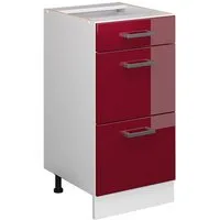 Vicco Unterschrank R-Line, Rot Hochglanz/Weiß, 40 cm mit Schubladen, ohne Arbeitsplatte (1-St)