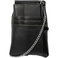 Alain Miller Geldbörse Lederimitat, mit Tasche und Kette, schwarz (inkl. Kellnertasche)